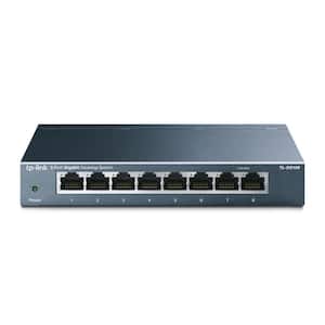 8-Port Ethernet Splitter with Plug and Play, Metal Design, Shielded Ports, and Traffic Optimization