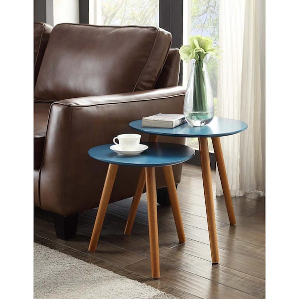 Convenience Concepts Oslo Blue and Natural Nesting End Tables
