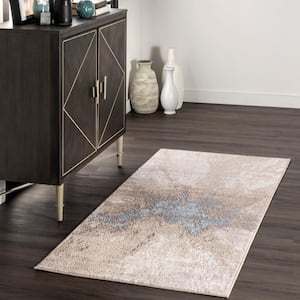 Contemporary Abstract Cyn Beige 2 ft. 8 in. x 8 ft. Runner Rug