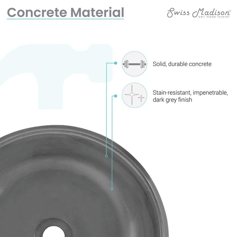 Lisse 18" Dark Grey Concrete Round Vessel Sink
