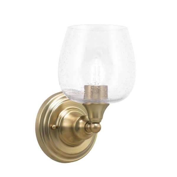 Unbranded Fulton 1-Light New Age Brass Wall Sconce, 6 in. Clear Bubble Glass