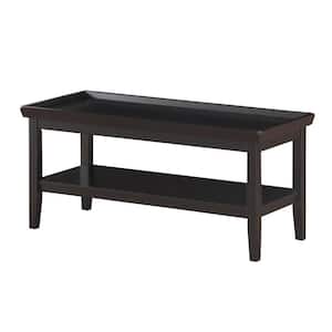 Ledgewood 42 in. Black 20 in. H Rectangle Wood Coffee Table with Shelf