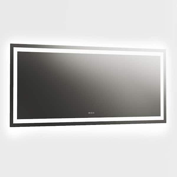 48 in. W x 40 in. H Rectangular Frameless LED Light with 3-Color and Anti-Fog Wall Mounted Bathroom Vanity Mirror