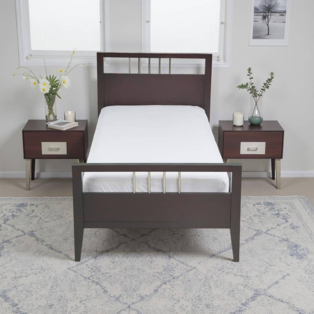 Benjara Fang Espresso Brown Twin Wood Frame Sleigh Bed with