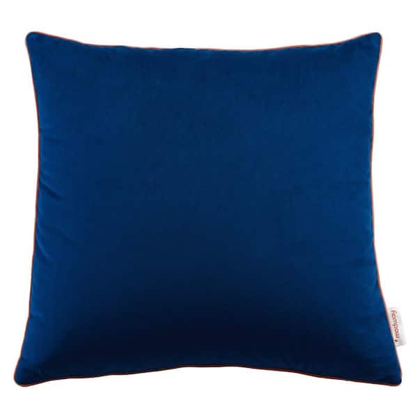 MODWAY Accentuate Navy Blossom Solid French Piping Trim 20 in. x 20 in. Performance Velvet Throw Pillow