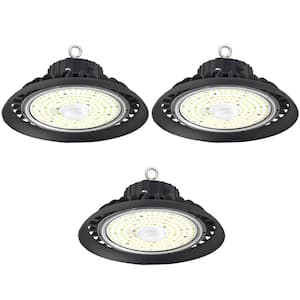 200W Integrated LED Dimmable Balck High Bay Light, 32000LM 5000K Daylight, Commercial UFO High Bay Light, IP65, (3Pack)