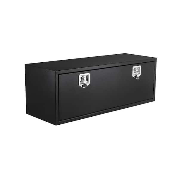 Black Steel Underbody Truck Box, 30"x 18"x 18" Pickup Storage Box, Heavy Duty Diamond Plate Tool Box with Lock & Keys