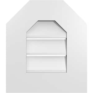 14 in. x 16 in. Octagonal Top Surface Mount PVC Gable Vent: Functional with Standard Frame