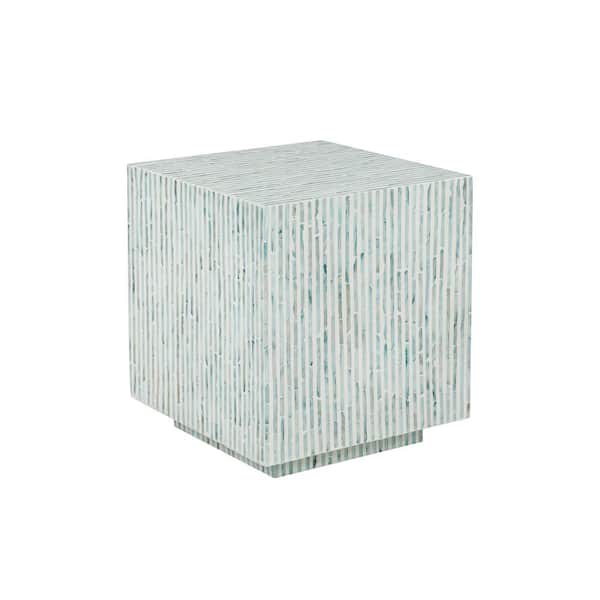 Linon Home Decor Kora 16.14 in. Blue Square Capiz Shell End Table