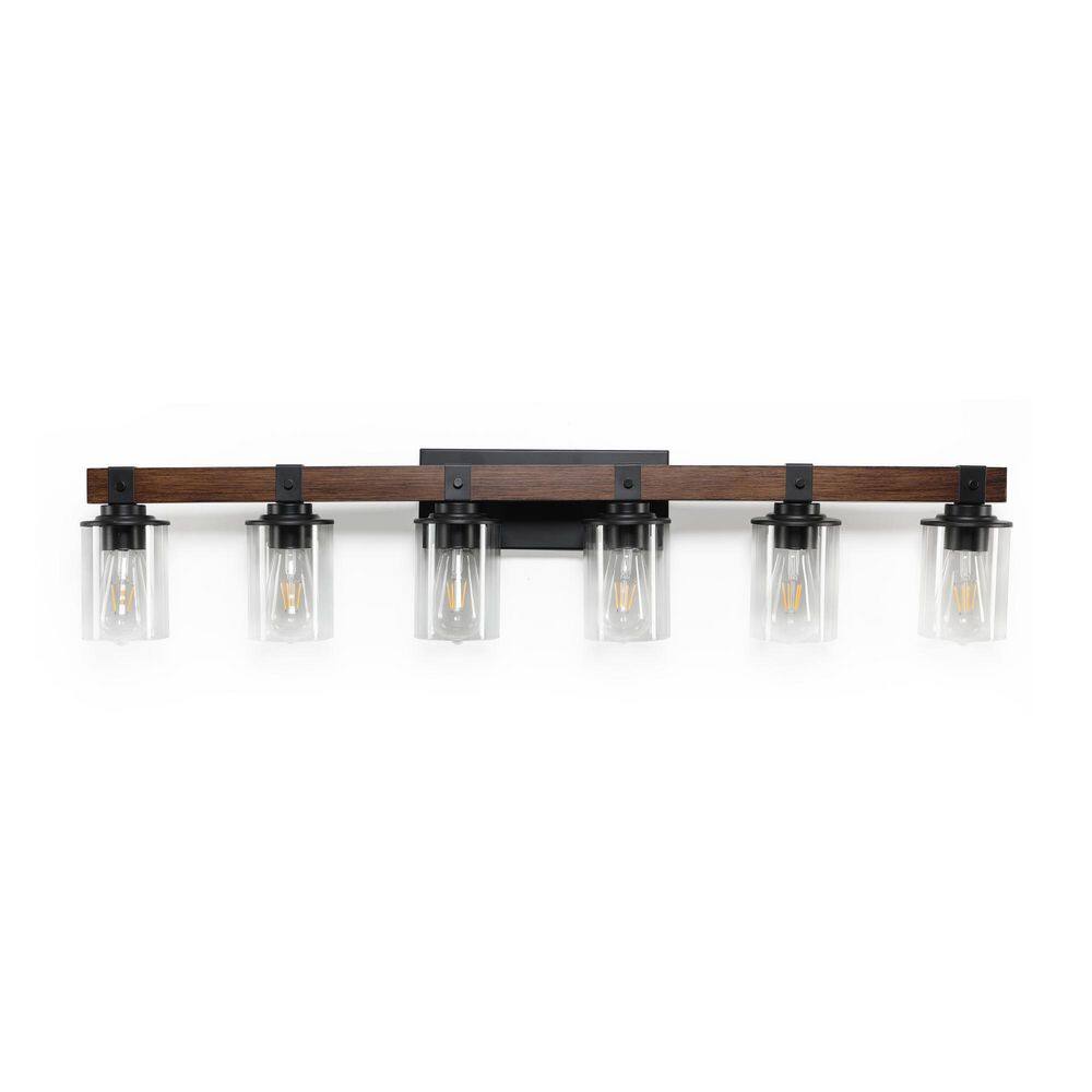 42.3 in. 6-Light Matte Black Vanity Light Fixture with Clear Glass Shades price history on PriceWatchPro