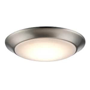 Vanowen 7.5 in. Brushed Nickel Integrated LED Miniature Disk Flush Mount Ceiling Light Fixture with Acrylic Shade