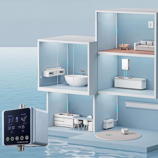 Digital Smart Instant Hot Water Recirculating Pump Kit, with Built-in Thermostat, Timer, Digital Screen, Under Sink