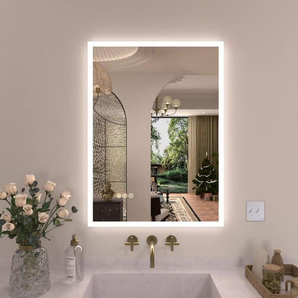 Radiance 22 in. W x 30 in. H Rectangular Frameless LED Wall Bathroom Vanity Mirror with Polished Crystal Finish