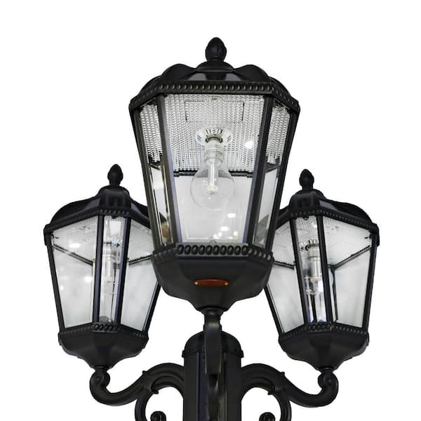 GAMA SONIC Royal Bulb Series 3-Light Black Aluminum Solar Outdoor