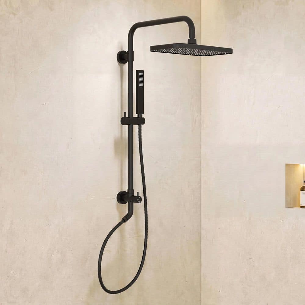 YAWWALK 3-Spray Rectangular 13.5 in. Shower Head Wall Bar Shower