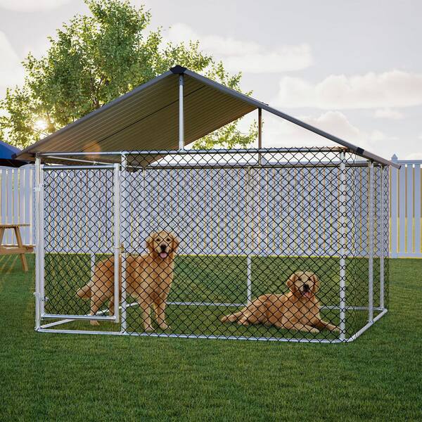 METEO アルカリブースト & マテリアル セット 7.5 ft.W x 7.9 ft.D Metal Shed Outdoor Dog Kennel for Large Dog w