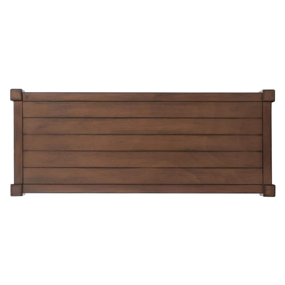 Brown Wood Hallway Table with Spindle Legs and Storage