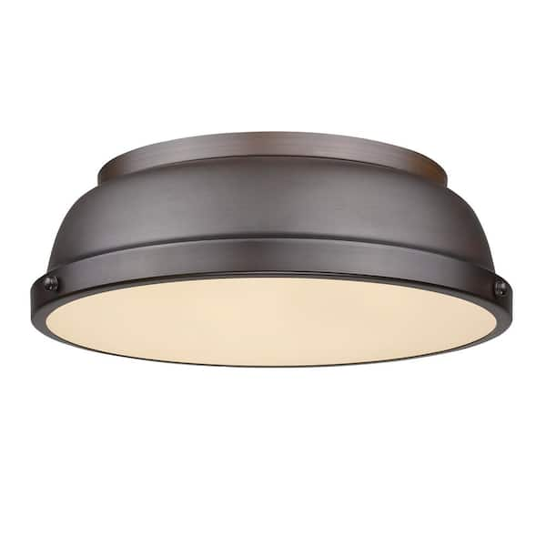 Golden Lighting Duncan 2-Light Rubbed Bronze Flush Mount