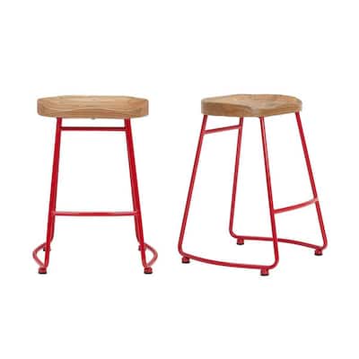Stylewell Ruby Red Metal Backless Bar, 27 Inch Backless Bar Stools