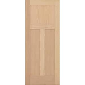 36 in. x 80 in. Universal 3-Panel Mission Solid Unfinished Red Oak Wood Interior Door Slab