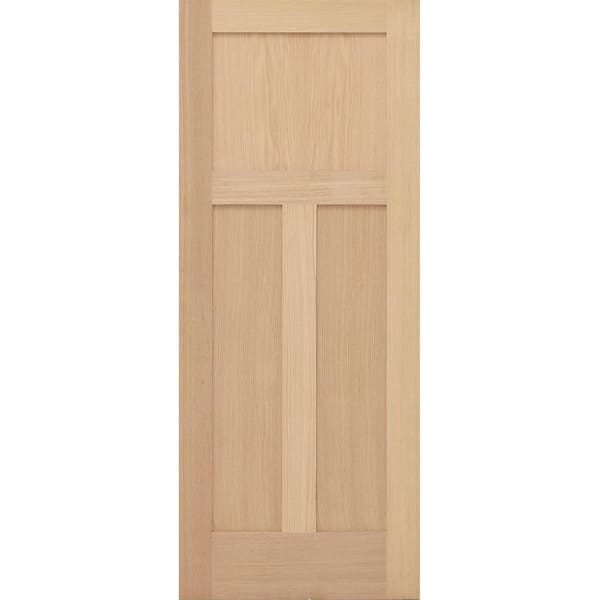 Steves & Sons 36 in. x 80 in. Universal 3-Panel Mission Solid Unfinished Red Oak Wood Interior Door Slab