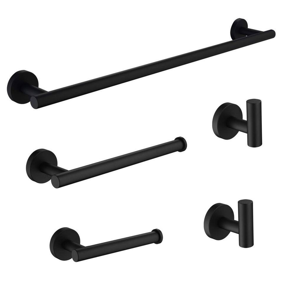 Doris 5-Piece Bath Hardware with Towel Bar*1, Hand Towel Holder*1, Toilet Paper Holder*1, Towel Hook*2 in Matte Black price history on PriceWatchPro