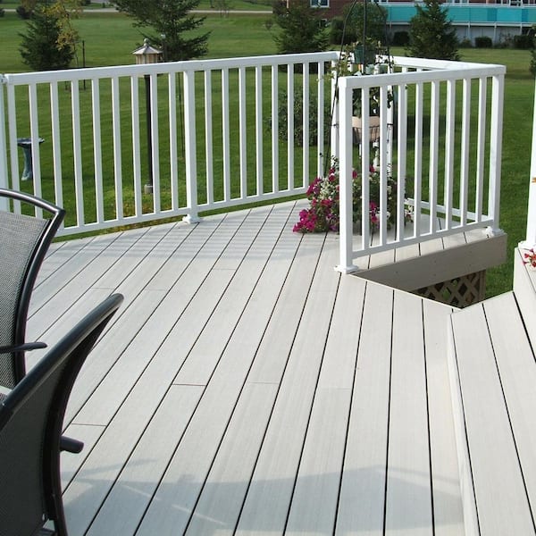 36 in. H x 4-11/16 in. W White Aluminum Deck Railing End Post Kit