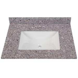 31 in. W x 22 in. D Stone Effects Vanity Top in Mineral Gray with White Sink