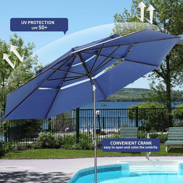 cream colored umbrellas patio Northlight Outdoor Boho Beach Market Umbrella with Tilt - 6.5'