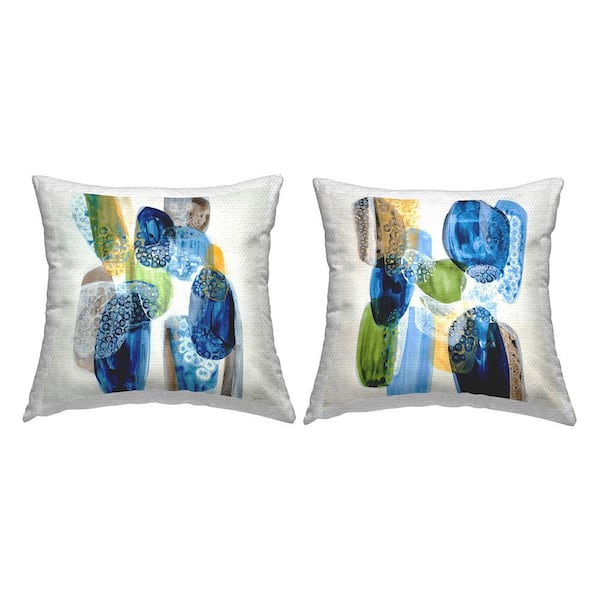 Stupell Industries Patterned Round Blue Stones Blue Square Outdoor Throw Pillow 2-Pack