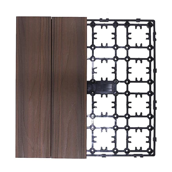 NewTechWood Deck-A-Floor Premium Modular Composite Flooring System Kit Sample in Spanish Walnut