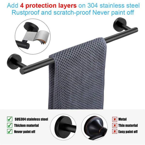 Dracelo 16 in. Hand Towel Rack Towel Hook Stick Stainless Steel Bathroom  Hardware Accessory in Black B09FJDNNJ7 - The Home Depot