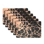 Marble 18 in. x 12 in. Black/Rose Gold Cork Placemat (Set of 6)