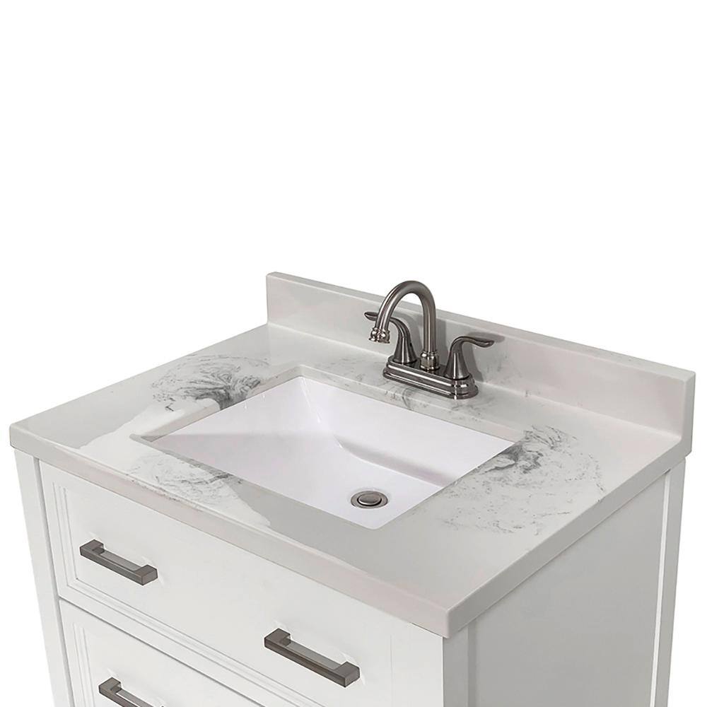 Milan 31'' White Single Bathroom Vanity with Carrara Marble Top