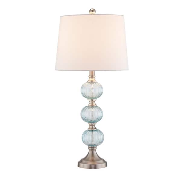 Maxax Montgomery 29 in. Blue Buffet Lamp Set with USB (Set of 2)