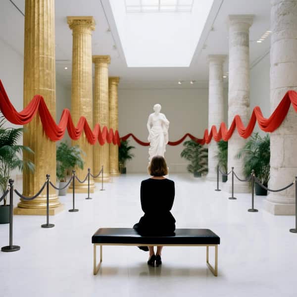 Black Stainless Steel Crowd Control Barrier 37 in. H with Ball Top and 5 ft. Red Rope (Set of 4)