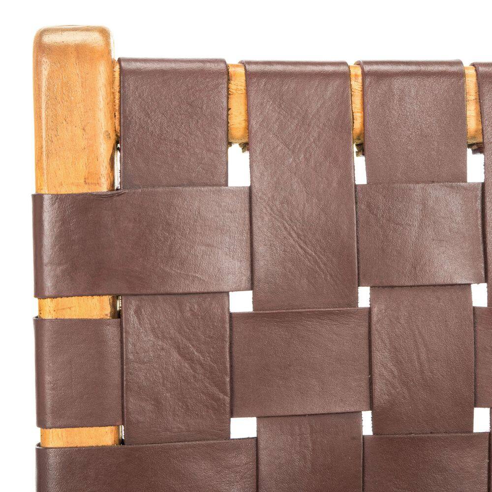 Cognac and Natural Woven Leather Side Chairs, Set of 2