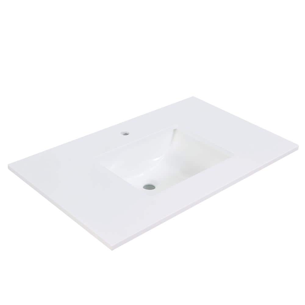 Snow White 37" Stone Vanity Top with Undermount Sink