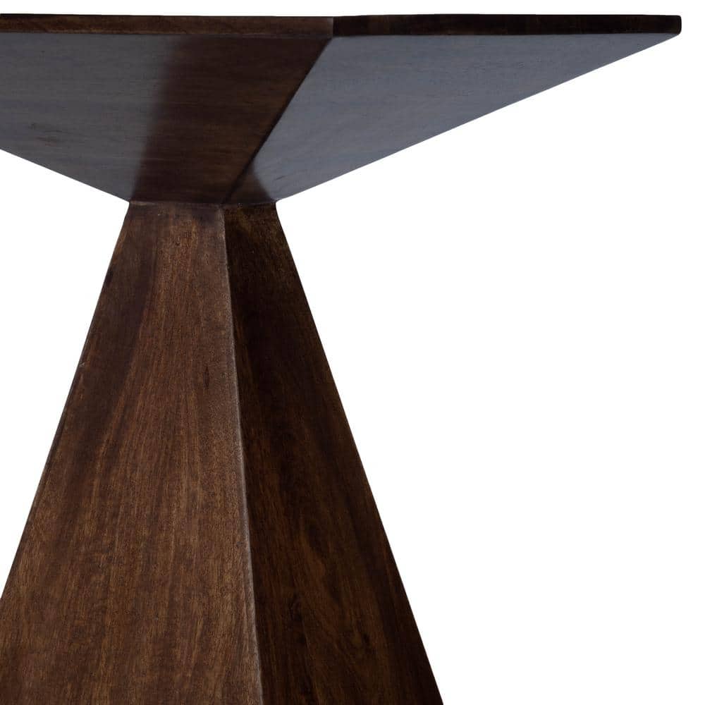 Triangular Mango Wood & Metal End Table with Storage - Coffee