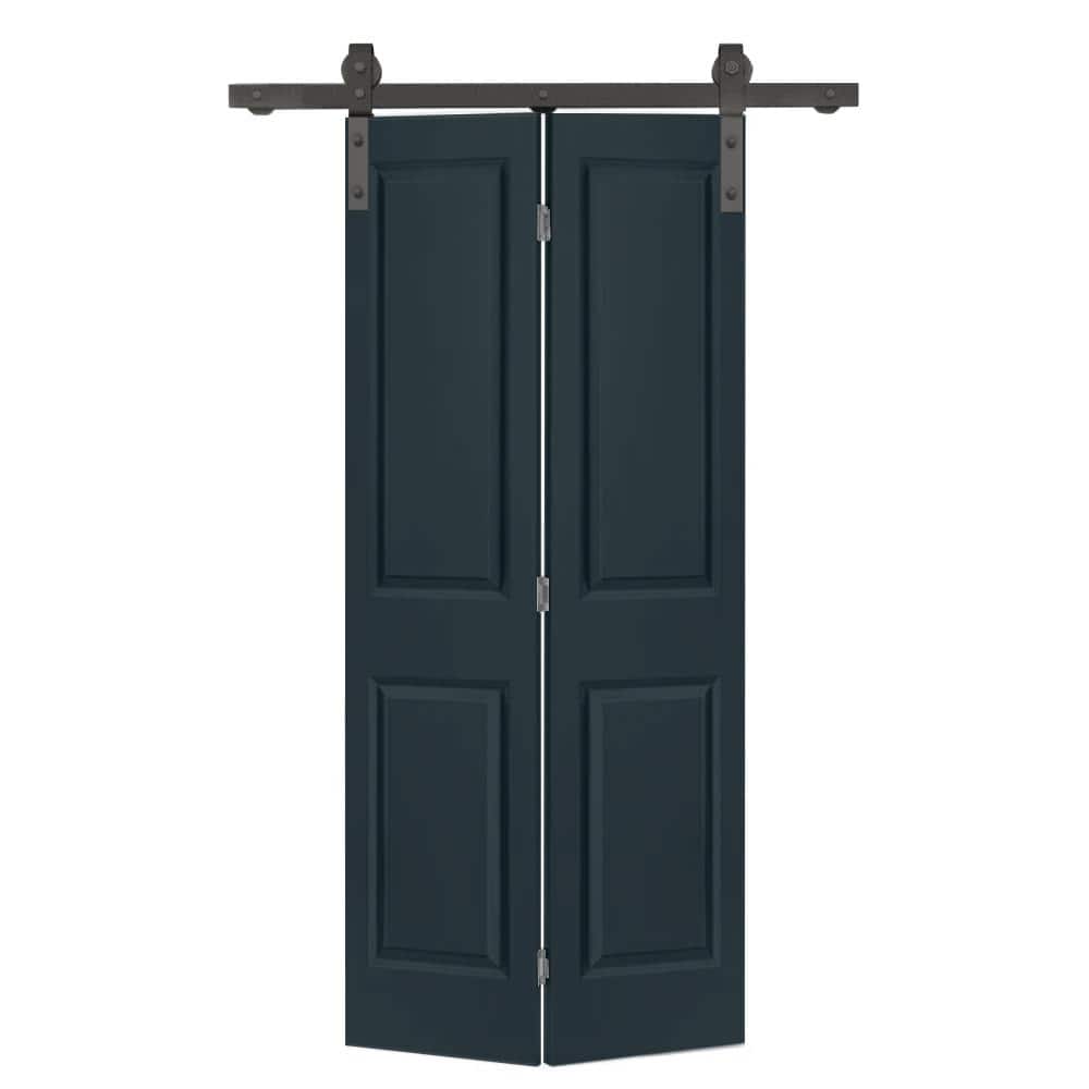 36 in. x 80 in. 2 Panel Charcoal Gray Painted MDF Composite Bi-Fold Barn Door with Sliding Hardware Kit price history on PriceWatchPro