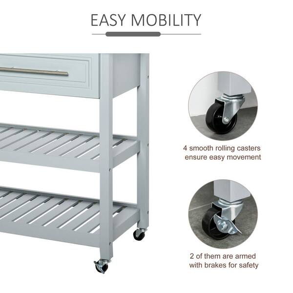 StyleWell Glenville 42 in. W Cream White Rolling Kitchen Cart with