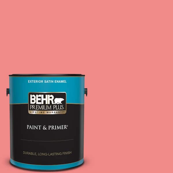 BEHR PREMIUM PLUS 1 gal. #150B-5 Cheery Satin Enamel Exterior Paint & Primer