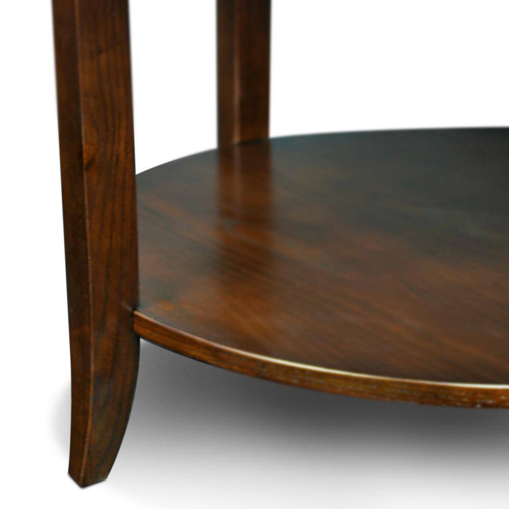 Chocolate Oak Round Wood and Glass Coffee Table