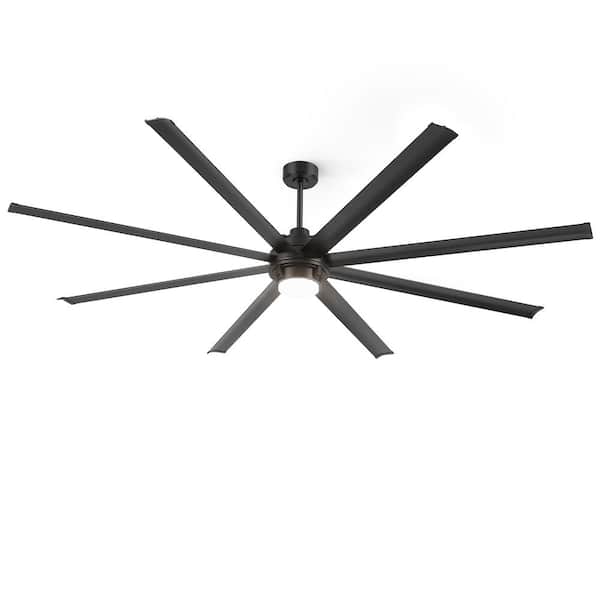 96 in. Indoor/Outdoor Matte Black Downrod and Angled Mount Industrial Ceiling Fan with Light Kit and Remote Control