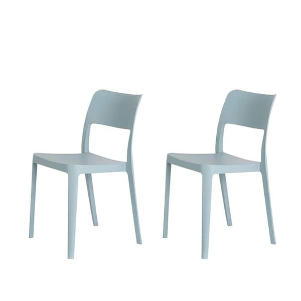 Lagoon La Vie Stackable Resin Baby Blue Outdoor Dining Chair Set of 2