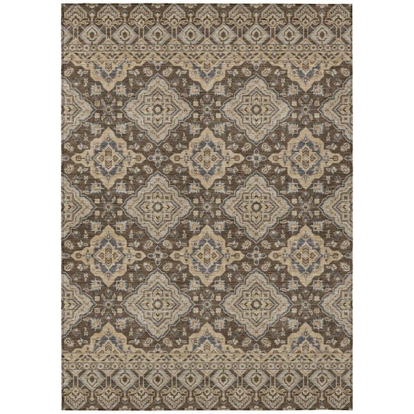 Chantille Machine Washable Indoor/Outdoor Abstract ACN3104 Chocolate 9 ft. x 12 ft. Area Rug