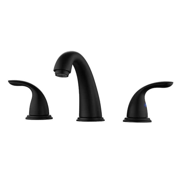 Hourglass Stream 8 in. Widespread Double Handle Bathroom Faucet with Spot Resistant in Matte Black