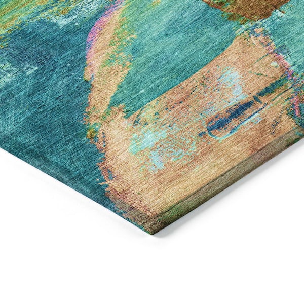 Chantille Machine Washable Indoor/Outdoor Abstract ACN2040 Teal 10 ft. x 14 ft. Area Rug