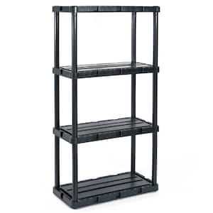 Knect A Shelf Black 4-Tier Light Duty Plastic Fixed Garage Storage Shelving Unit (24 in. W x 33 in. H x 12 in. D)