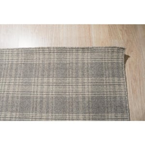 Gray 5 ft. x 8 ft. Hand Knotted Wool Transitional Reversible Plaid Area Rug